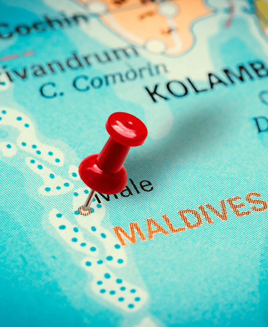 Map showing the geography of the Maldives islands
